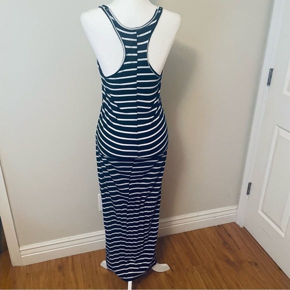 Kirra Sleeveless Summer Long Dress Boho Stripe Maxi Dress Navi White - Size S - Picture 6 of 11